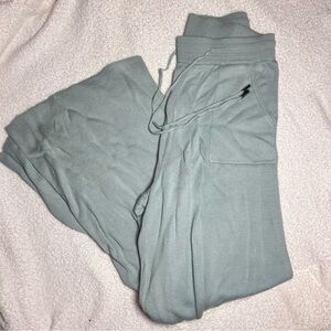 Grey Blue Thick Knit Flare Leg Cozy Lounge Pants